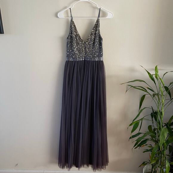 BHLDN Avery Bridesmaid Dress Womens Sz 0 Hydrangea Fairy Sequined Formal Whimsy - Picture 5 of 16